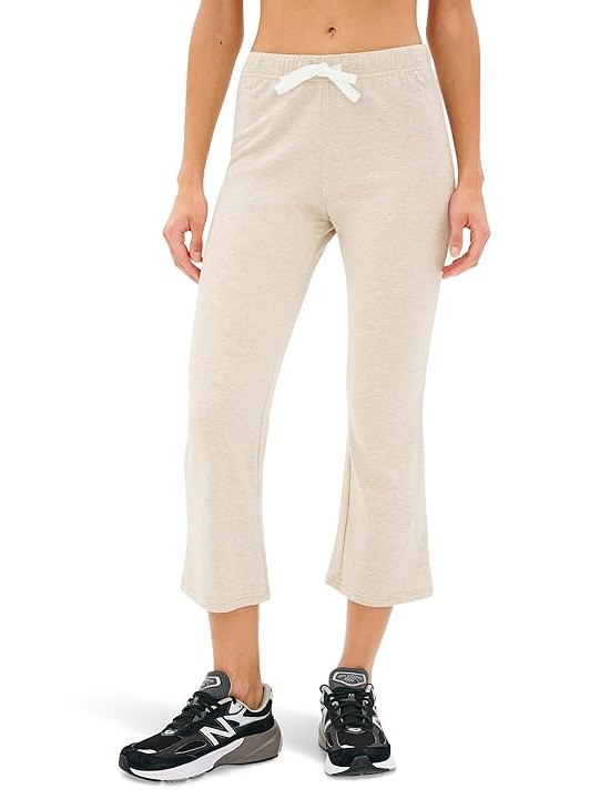 Splits59 Brooks Fleece Cropped Sweatpants Womens, Heather Oat, White